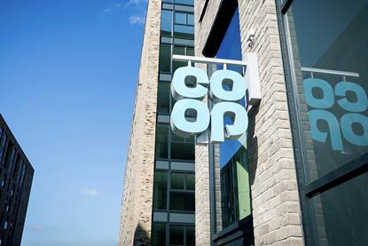 Coop logo on side of building UK