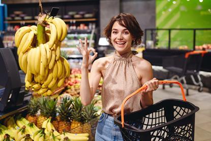 Bananas in supermarket