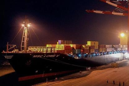 The MSC Lome V arrives at the Port of Nansha (Picture Frutas de Chile)