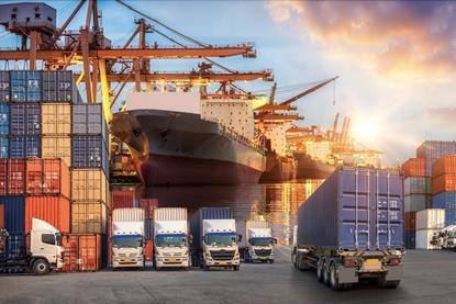 Generic port logistics shipping, truck Adobe Stock